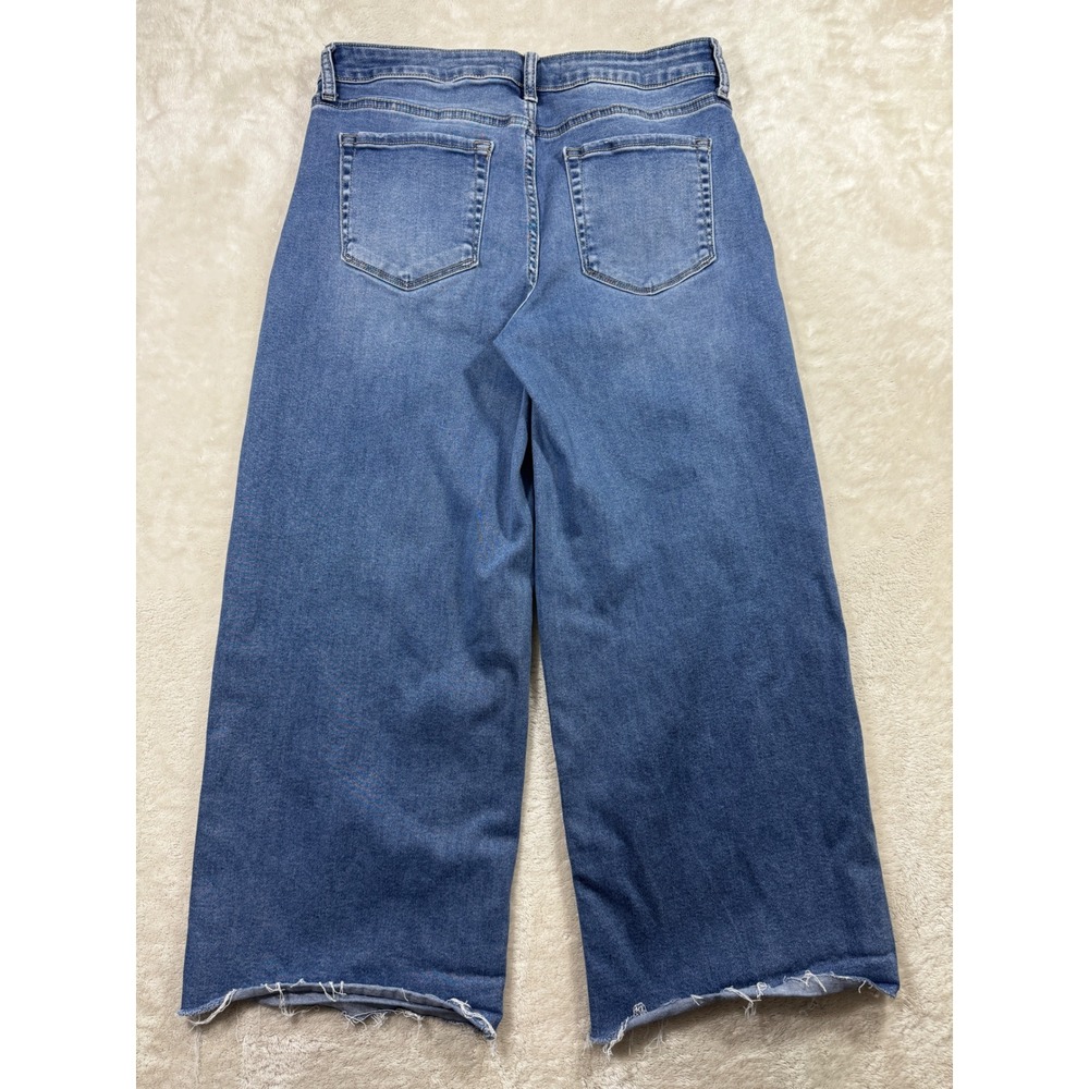 Vervet Womens V3632 High Rise Wide Leg Crop Raw Hem Blue Jeans 31 Meas: 31x25 - Picture 2 of 6